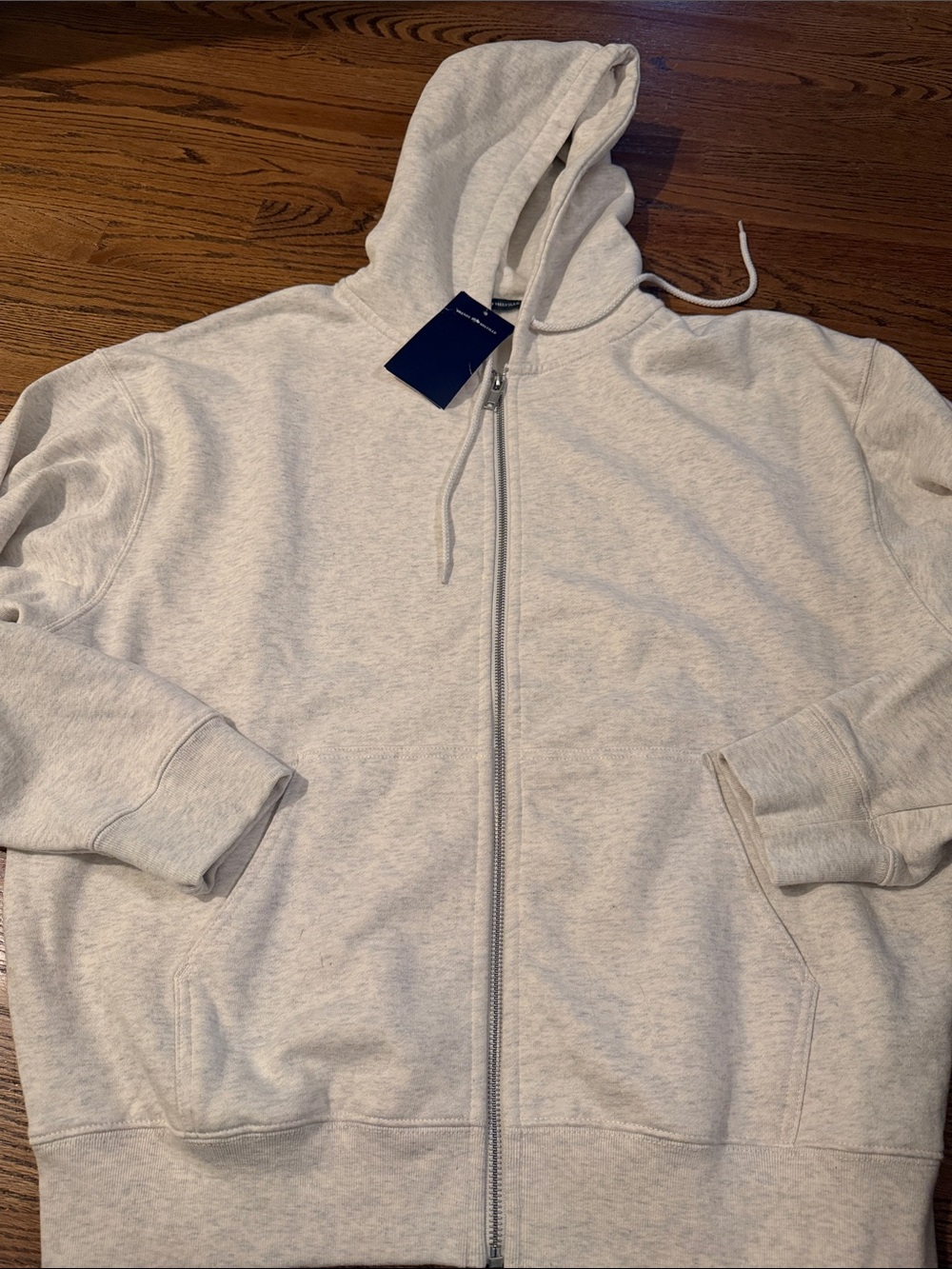 Brandy Melville Light Gray Full-Zip Hoodie Sweatshirt sz large/xla